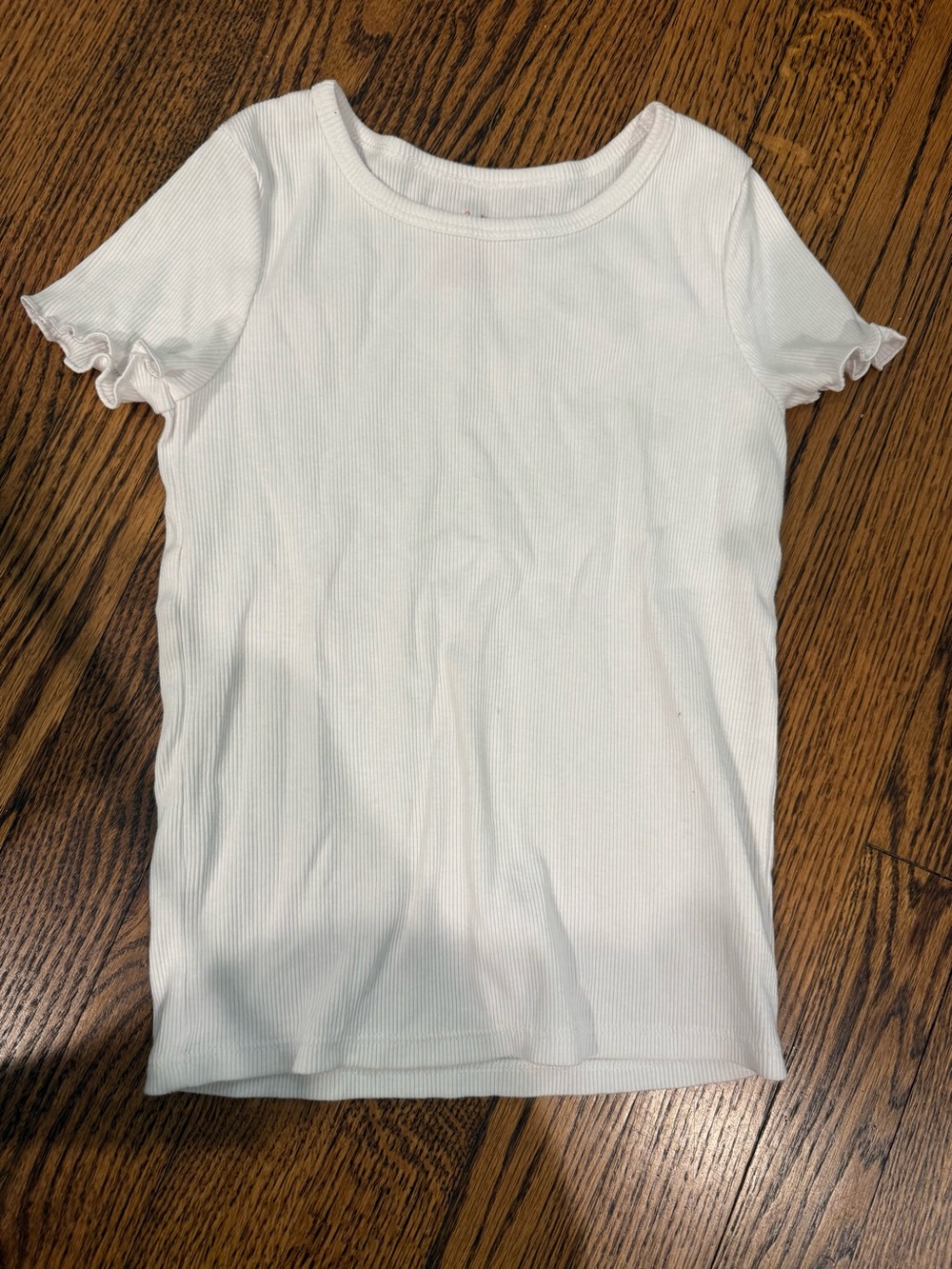 Cat & Jack White Ribbed Tee with Lettuce-Edge Sleeves